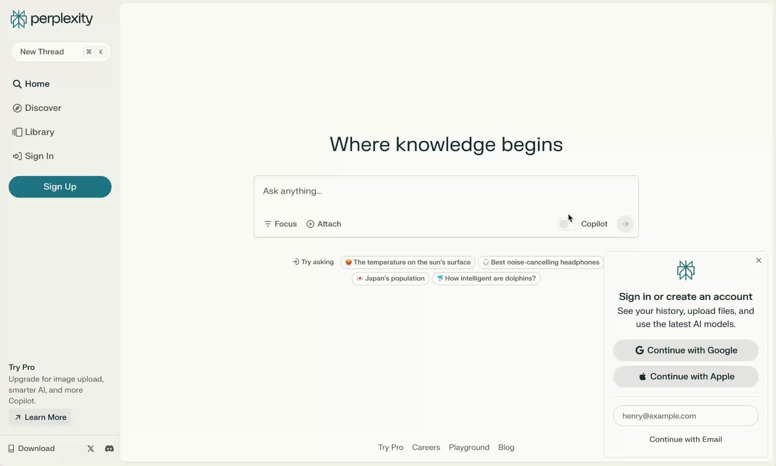 Perplexity AI Interface