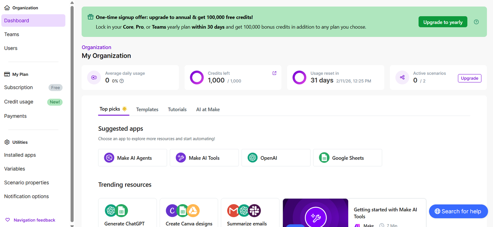 Make.com Automation Interface