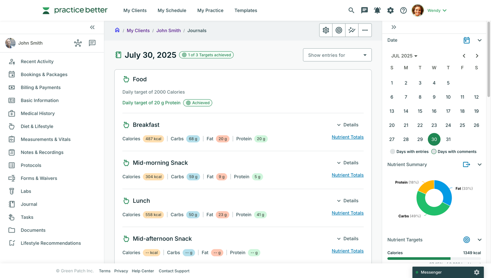 Practice Better Interface