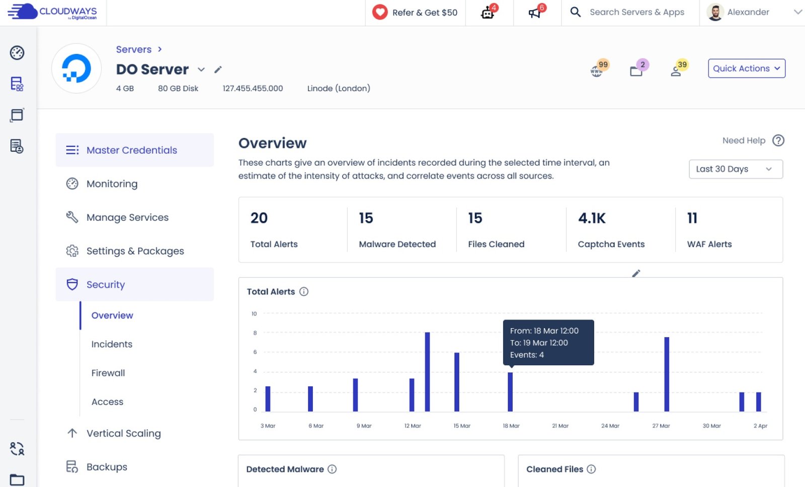 Cloudways Security Dashboard