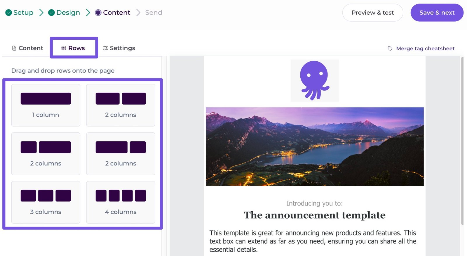 EmailOctopus Visual drag-and-drop builder test