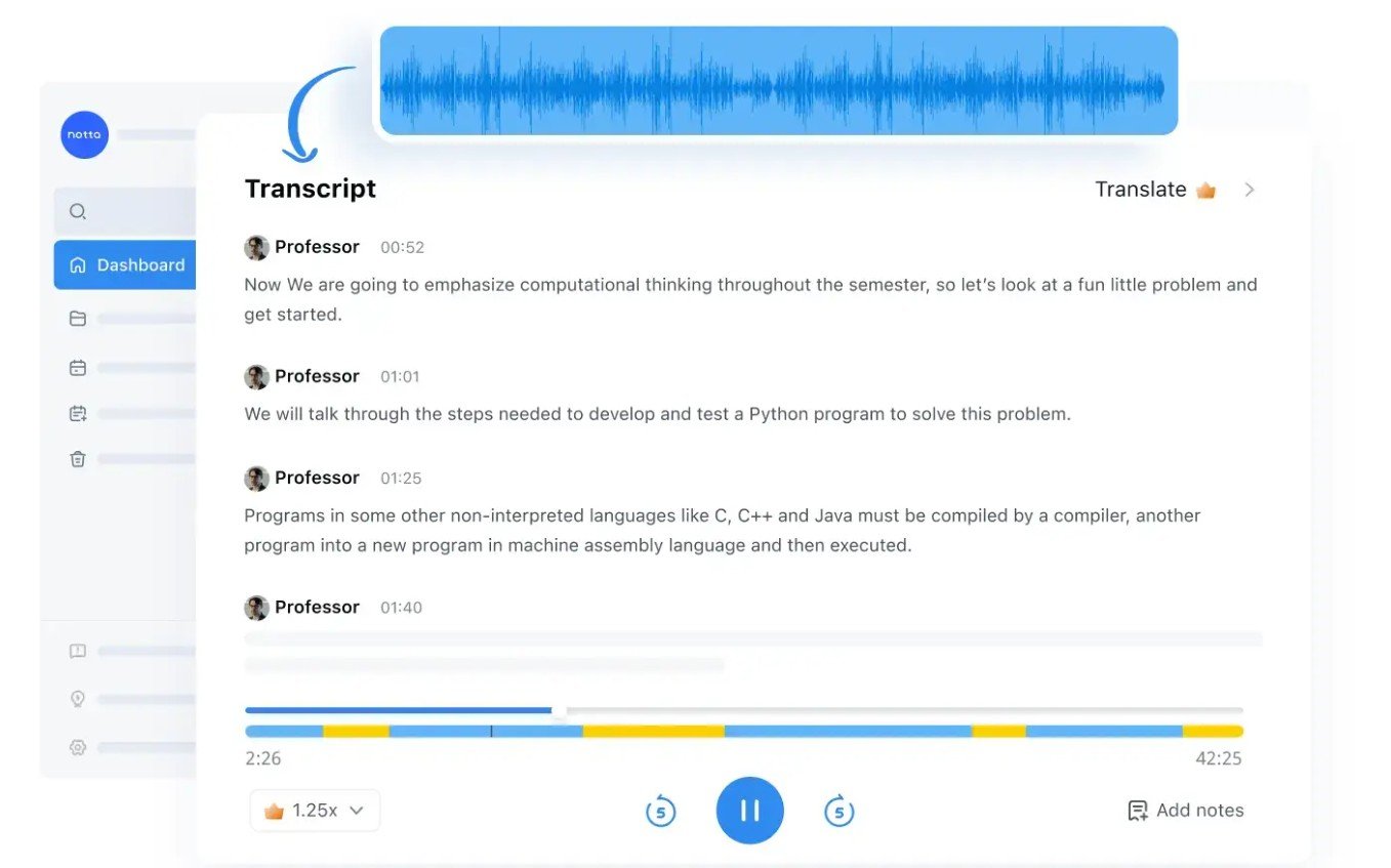 Notta AI Interface