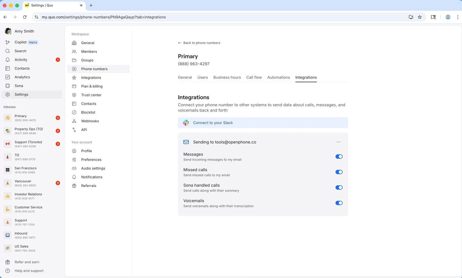 Quo Interface Dashboard