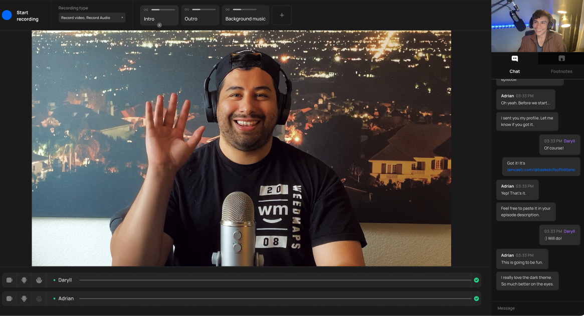 Zencastr Recording Interface