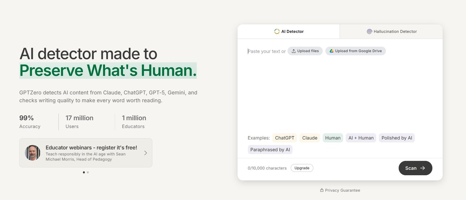 GPTZero AI detector dashboard showing sentence-level AI probability highlighting